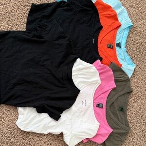 7 Classic V-Neck Tee Bundle - Black, White, Pink, Olive, Orange, Light Blue